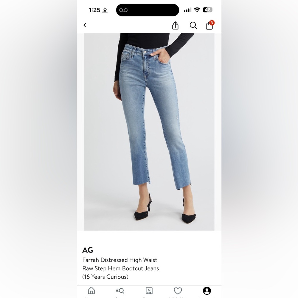 AG Farrah High Waist Distressed Step Hem Bootcut Jeans